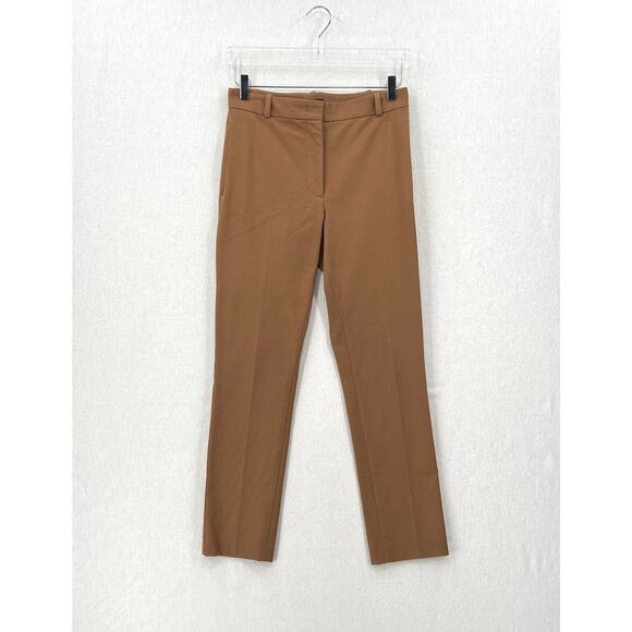 JOSEPH Zoom Gabardine Stretch Trouser Pants Womens 4 Camel Tan Slim Straight Leg - Picture 2 of 15